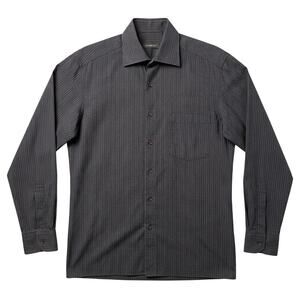 Ermenegildo Zegna Spread Collar Sport Shirt Brown Black Stripe Career Mens Large